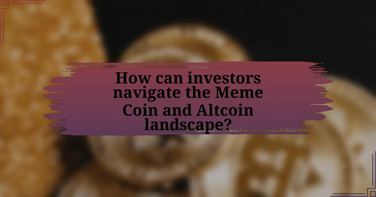 How can investors navigate the Meme Coin and Altcoin landscape?