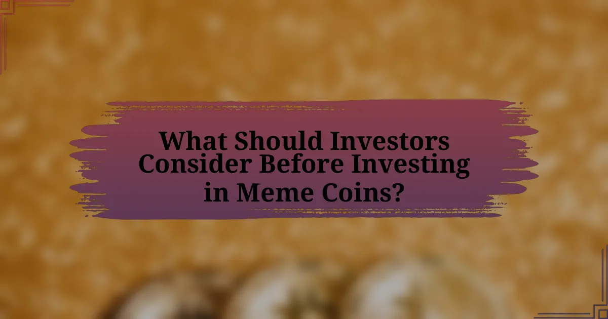 What Should Investors Consider Before Investing in Meme Coins?